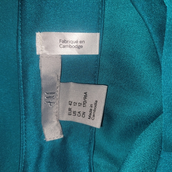 H&M Teal Sleeveless Shift Dress with Bow Detailed Neckline 12 - Picture 7 of 7